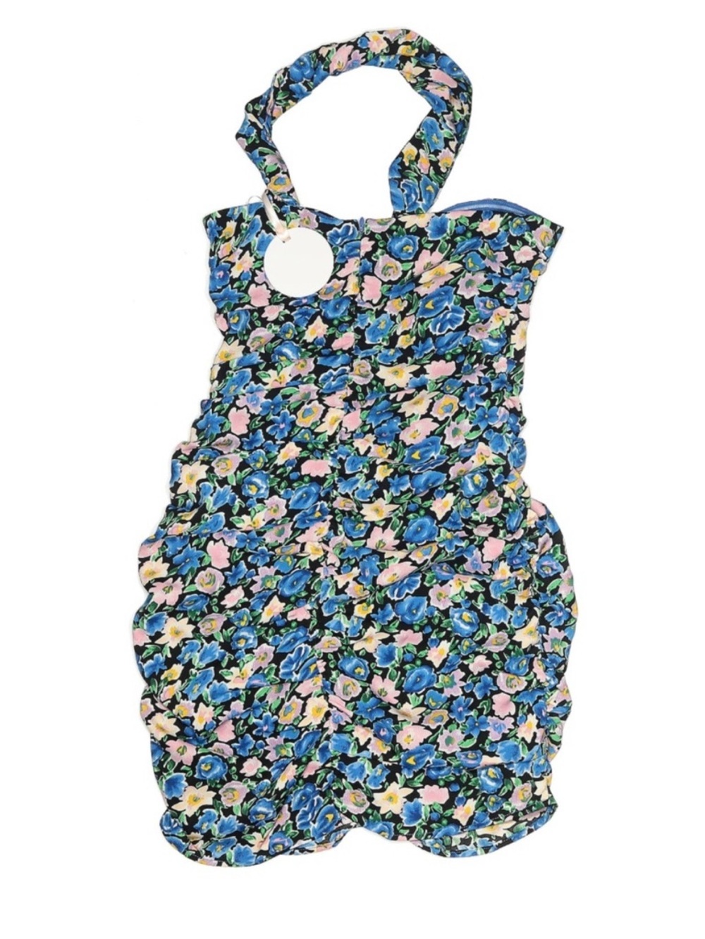 More To Come Maggie Twist Mini Dress Blue Floral One Shoulder Bodycon XS Revolve - Picture 3 of 5